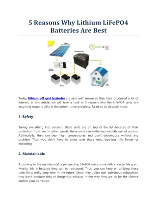 5 Reasons Why Lithium LiFePO4 Batteries Are