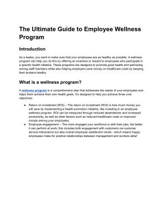 The Ultimate Guide to Employee Wellness Program