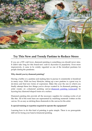Try This New and Trendy Pastime to Reduce Stress