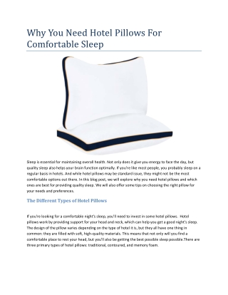 Why You Need Hotel Pillows For Comfortable Sleep