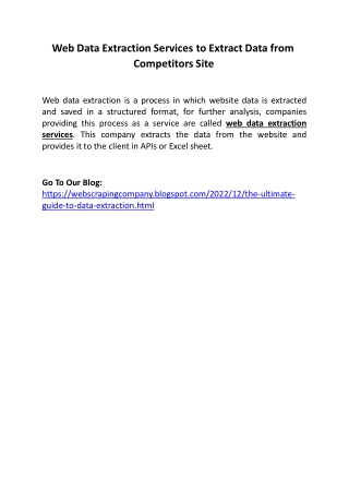 Web Data Extraction Services to Extract Data from Competitors Site