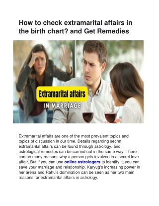 How to check extramarital affairs in the birth chart and Get Remedies