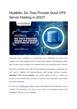 Hostbillo: Do They Provide Good VPS Server Hosting in 2023?