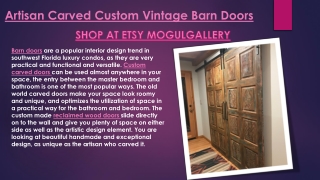 Artisan Carved Custom Vintage Barn Doors