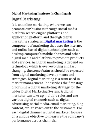 Digital Marketing Institute In Chandigarh