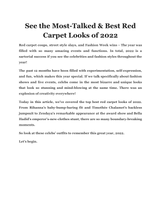 See the Most-Talked & Best Red Carpet Looks of 2022