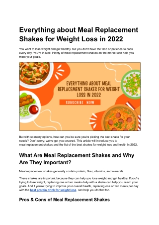 Everything about Meal Replacement Shakes for Weight Loss in 2022