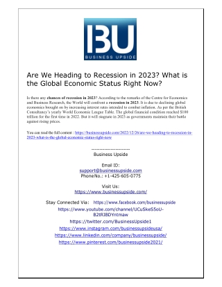 Are We Heading to Recession in 2023  What is the Global Economic Status Right Now