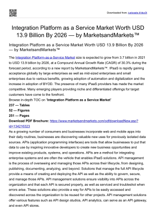 Integration Platform as a Service Market Worth $13.9 Billion By 2026