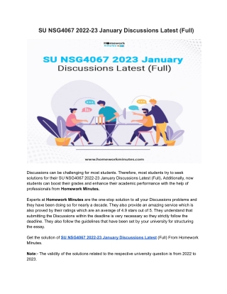 SU NSG4067 2022 January Discussions Latest (Full)