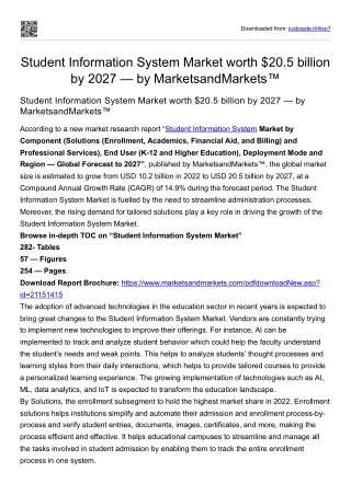 Student Information System Market worth $20.5 billion by 2027