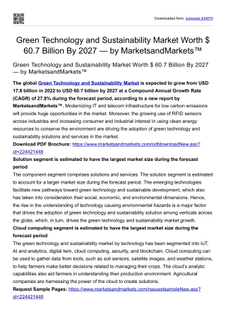 Green Technology and Sustainability Market Worth $ 60.7 Billion By 2027