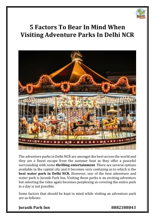 5 Factors To Bear In Mind When Visiting Adventure Parks In Delhi Ncr