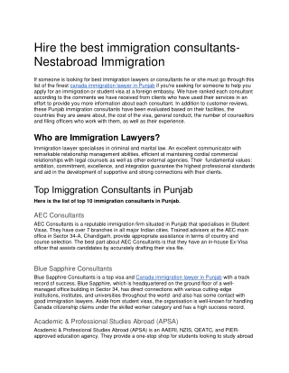 Hire the best immigration consultants- Nestabroad Immigration