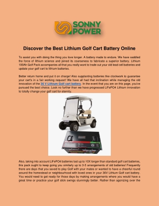 Discover the Best Lithium Golf Cart Battery Online