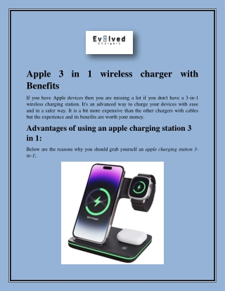 Apple 3 in 1 wireless charger with Benefits
