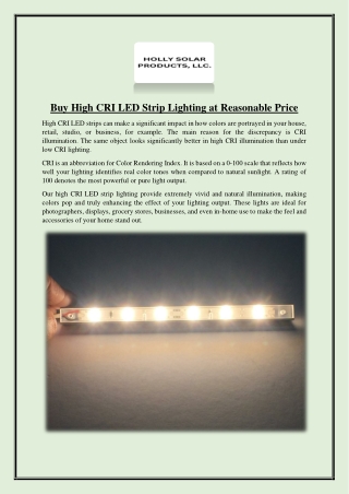 Buy High CRI LED Strip Lighting at Reasonable Price