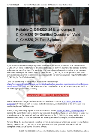 Reliable C_C4H320_24 Braindumps & C_C4H320_24 Certified Questions - Valid C_C4H320_24 Test Syllabus