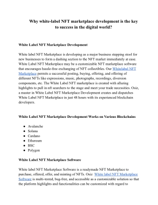Why white-label NFT marketplace development is the key to success in the digital world