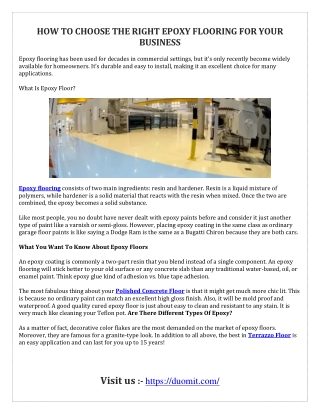 HOW TO CHOOSE THE RIGHT EPOXY FLOORING FOR YOUR BUSINESS