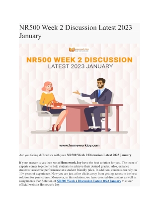 NR500 Week 2 Discussion Latest 2023 January