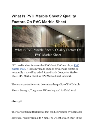 What Is PVC Marble Sheet? Quality Factors On PVC Marble Sheet