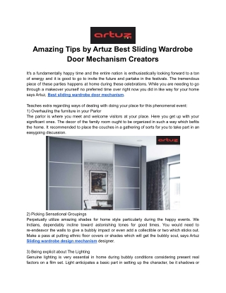 Amazing Tips by Artuz Best Sliding Wardrobe Door Mechanism Creators