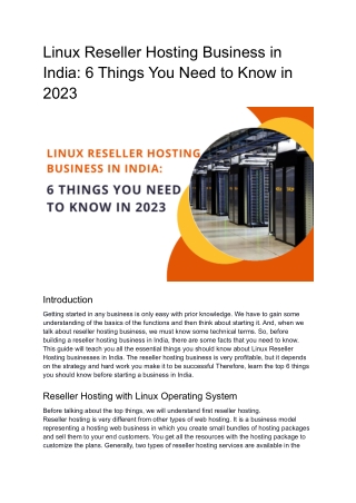 Linux Reseller Hosting Business in India_ 6 Things You Need to Know in 2023