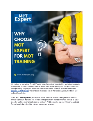 Why choose MOT Expert for MOT Training