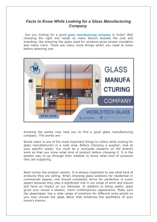 Facts to Know While Looking for a Glass Manufacturing Company 