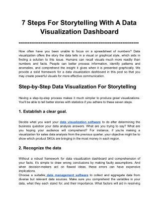 7 Steps For Storytelling With A Data Visualization Dashboard