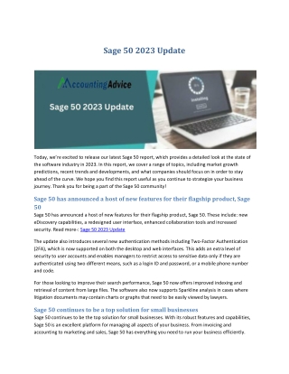 Complete Guide: Sage 50 2023 Update