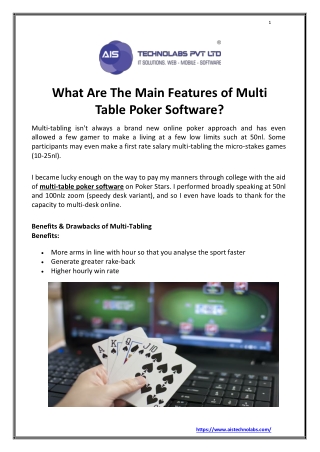 What Are The Main Features of Multi Table Poker Software?