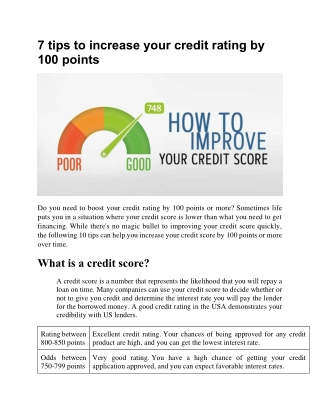 7 tips to increase your credit rating by 100 points
