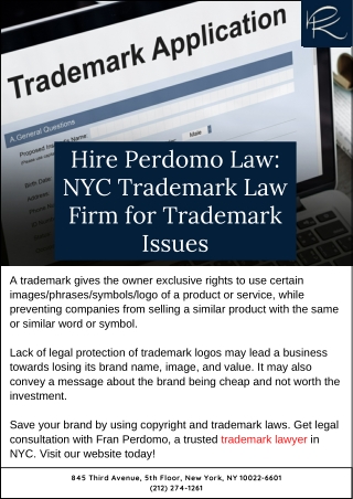 Hire Perdomo Law: NYC Trademark Law Firm for Trademark Issues