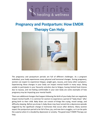 Pregnancy and Postpartum How EMDR Therapy Can Help