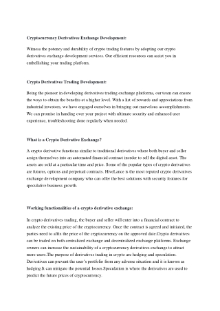 Cryptocurrency Derivatives Exchange Development - Hivelance