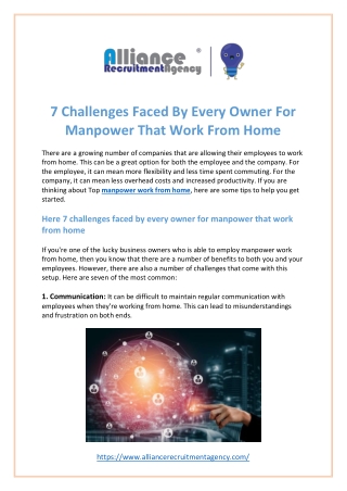 7 Challenges Faced by Every Owner for Manpower that Work From Home