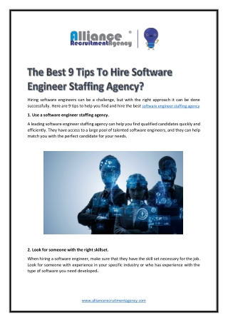The Best 9 Tips To Hire Software Engineer Staffing Agency 1