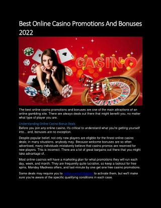 Best Online Casino Promotions And Bonuses 2022
