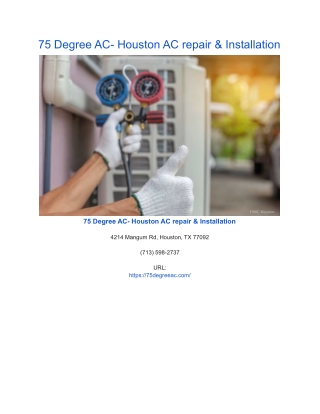 75 Degree AC- Houston AC repair & Installation