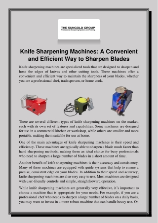 Knife Sharpening Machines