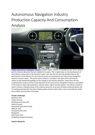 Autonomous Navigation Market Production Capacity And Consumption Analysis