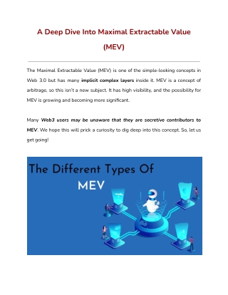 A Deep Dive Into Maximal Extractable Value (MEV)