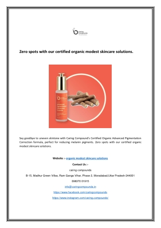 Zero spots with our certified organic modest skincare solutions