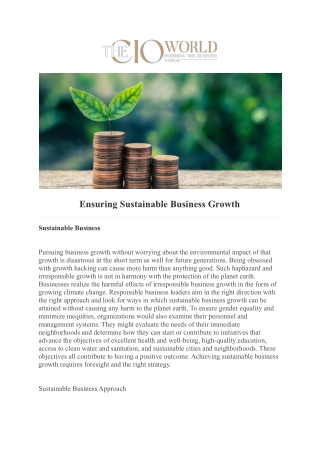 Ensuring Sustainable Business Growth