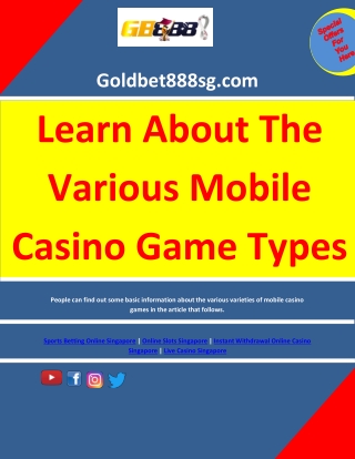 The Safe & Trusted Online Casino Singapore | @Goldbet888sg