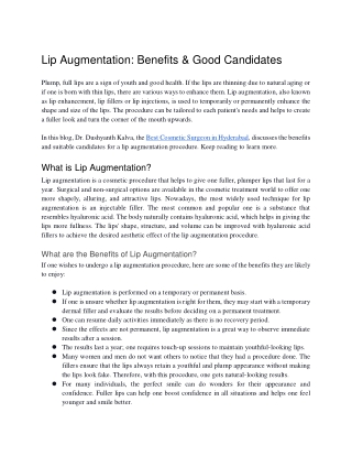 Lip Augmentation Benefits & Good Candidates