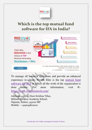 Which is the top mutual fund software for IFA in India