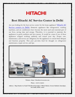 Best Hitachi AC Service Center in Delhi